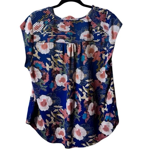Daniel Rainn- Bernal Split Neck Blouse Blue Floral, Size XL - Picture 3 of 6
